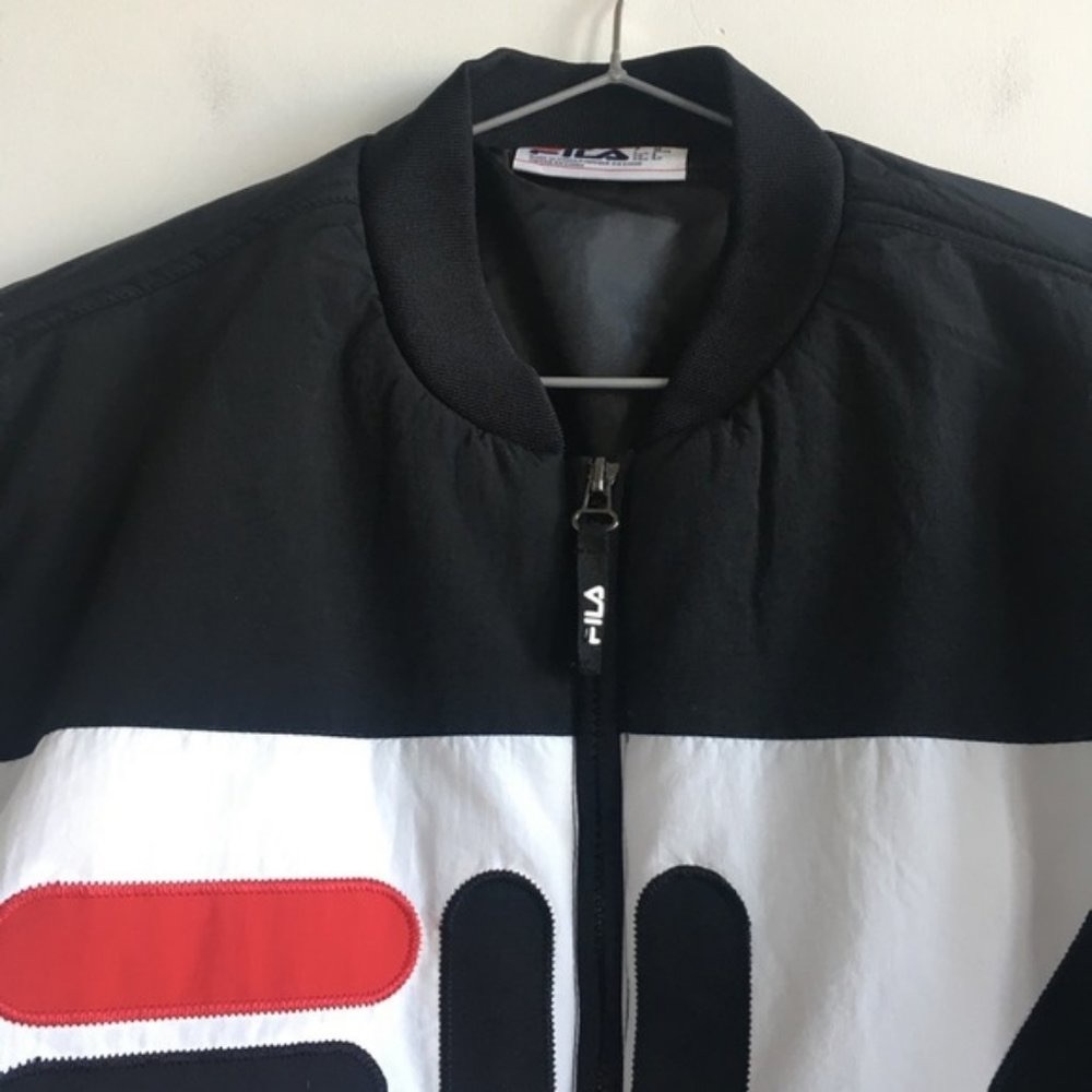 Fila Duccio Bomber Zip Up Black Jacket With Logo Small - Picture 9 of 11